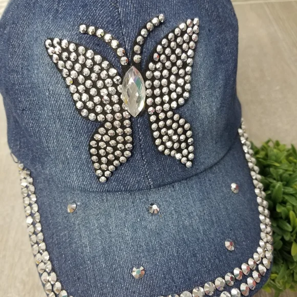 Butterfly Bling Demin Cap - Picture 3 of 10